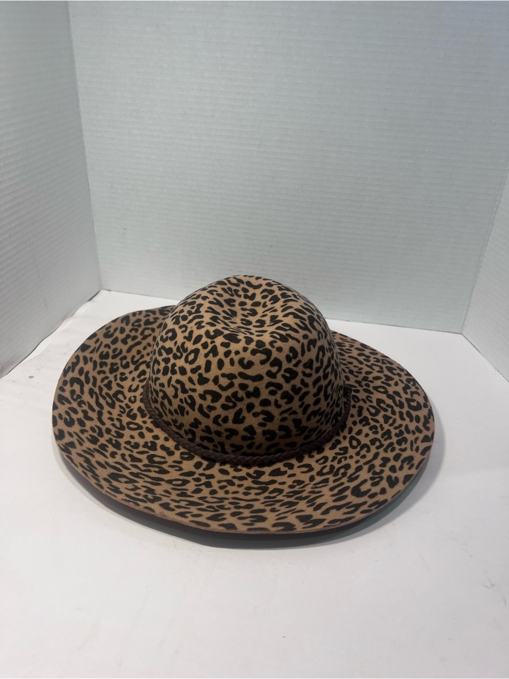 Charter Club Leopard-Print Wide Brim Hat in Tan and Black